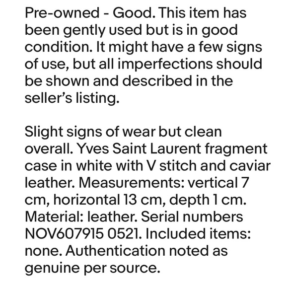 Yves Saint Laurent Ivory Chevron Wallet with Gold Logo - Picture 9 of 9